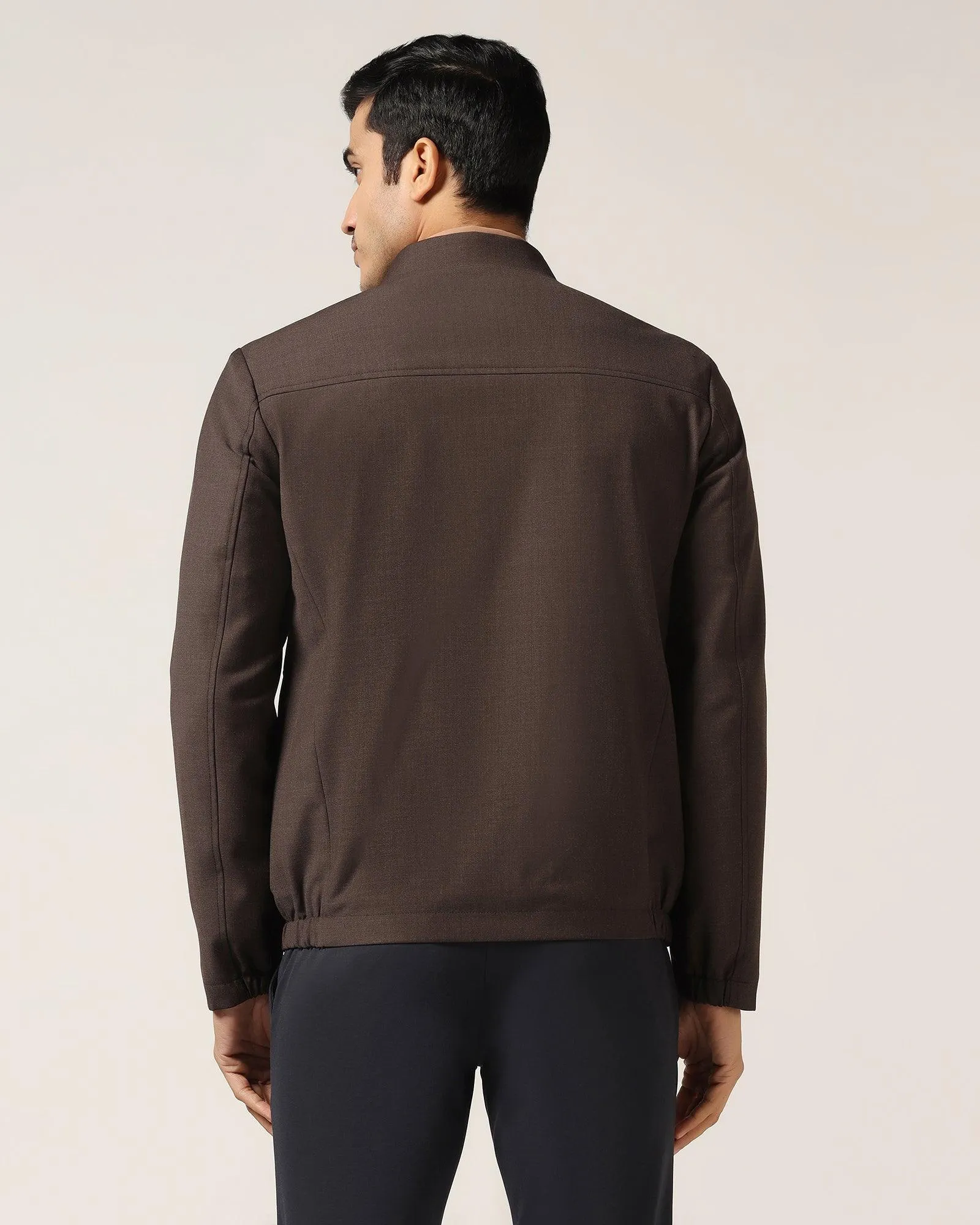 TechPro Brown Solid Zipper Jacket - Zeno