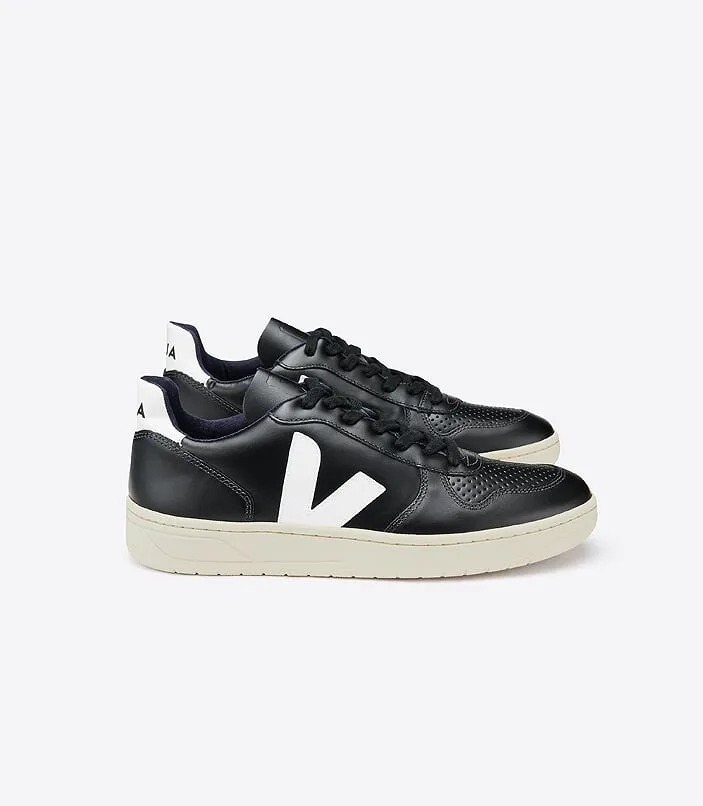 Veja - Black Leather, White Sole Sneakers