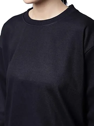 Vimal Jonney Women'S Fleece Round Neck Sweatshirt (Sw_Rrn_Black_001-L_Black_L)