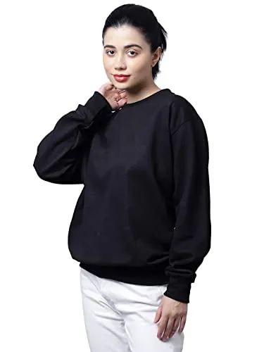 Vimal Jonney Women'S Fleece Round Neck Sweatshirt (Sw_Rrn_Black_001-L_Black_L)