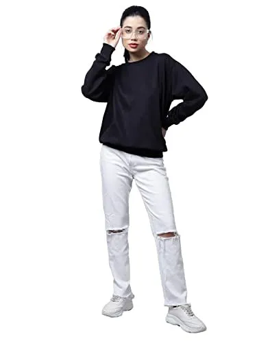 Vimal Jonney Women'S Fleece Round Neck Sweatshirt (Sw_Rrn_Black_001-L_Black_L)