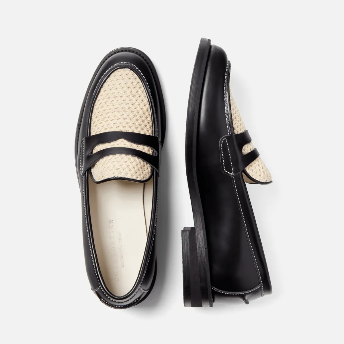 Wilde Black   White Rattan Penny Loafer - Women's