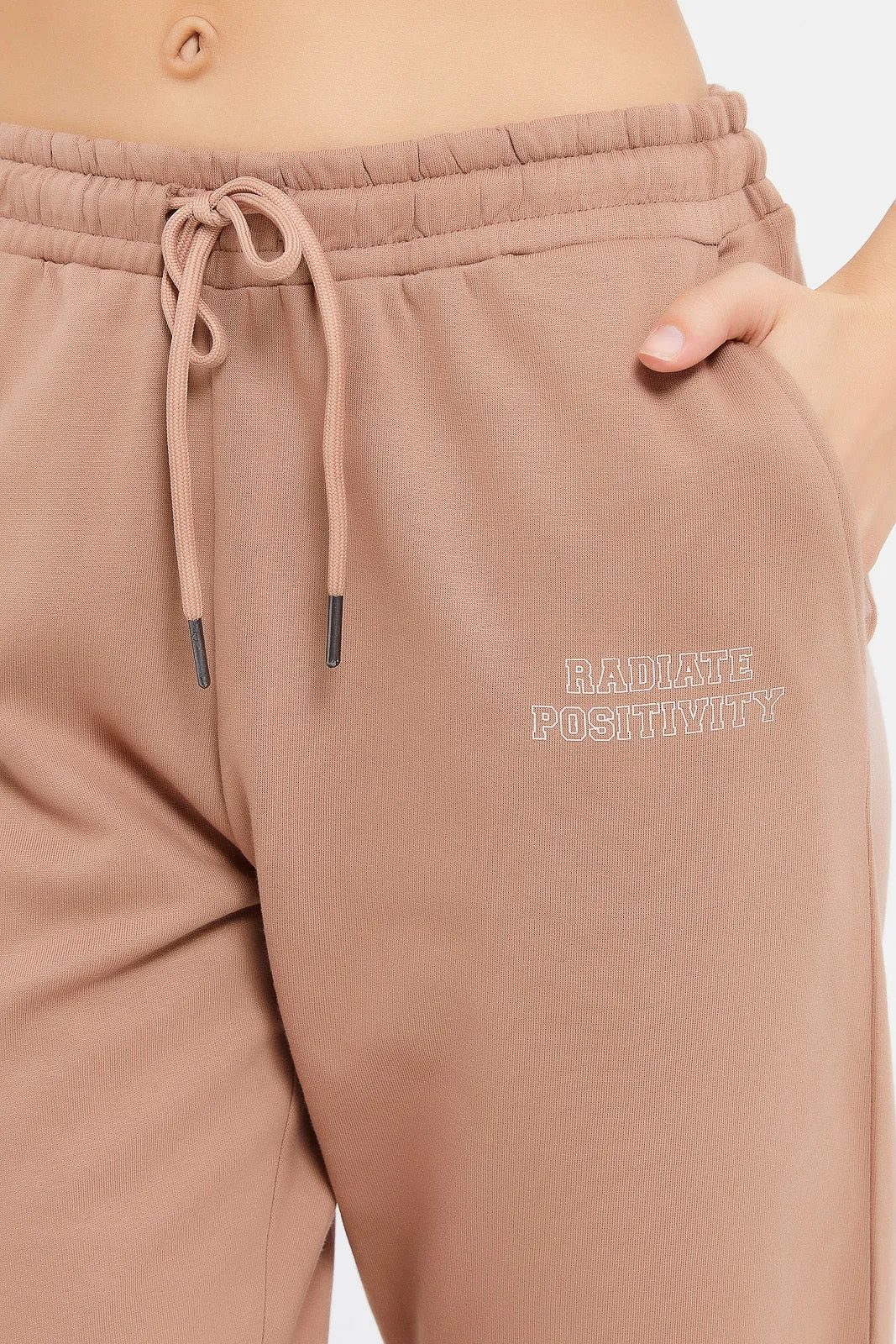 Women Taupe Placement Print Jogger