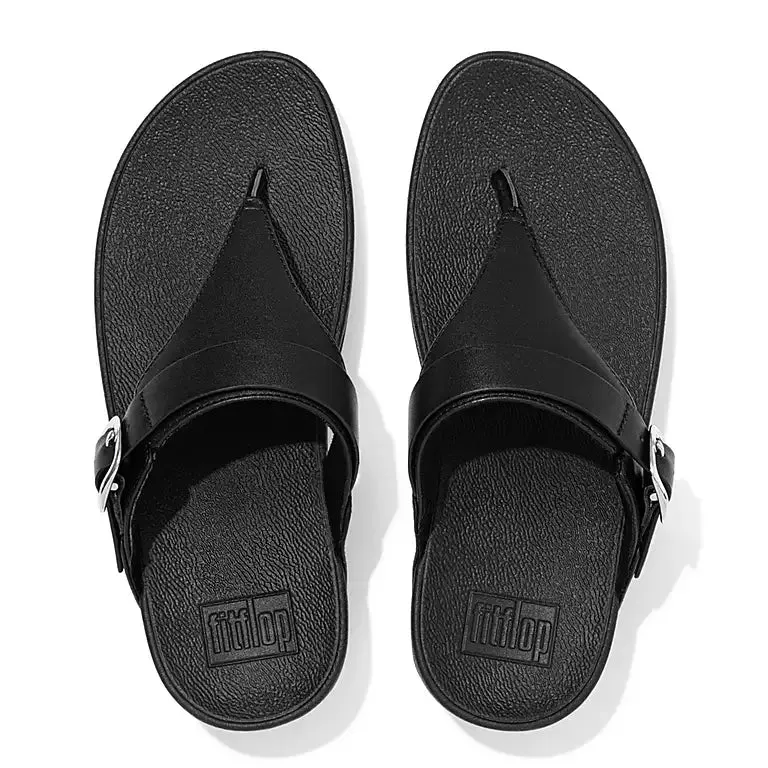 Women's Fitflop Lulu Adjustable Leather Toe-Post Color: All Black